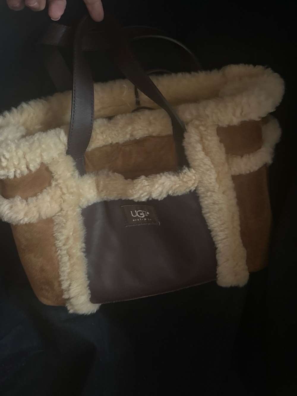 UGG Brown and Cream Shearling Tote